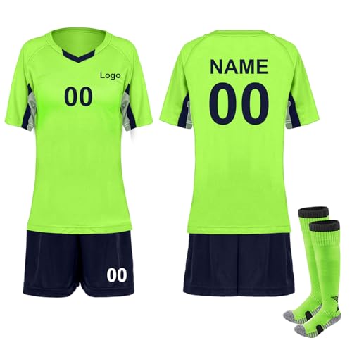TopTie Custom Unisex Soccer Jersey, Soccer Uniform football jersey, with Jersey, Shorts and Socks-LIME-4T