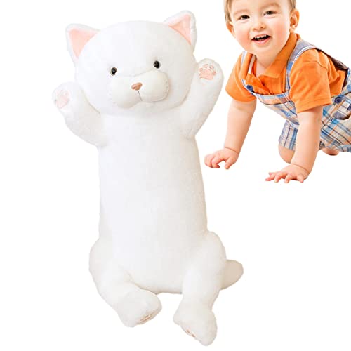 pelúcia longo para gatos | Almofada corpo pelúcia gato longo - Almofada macia 45 cm para abraçar gat