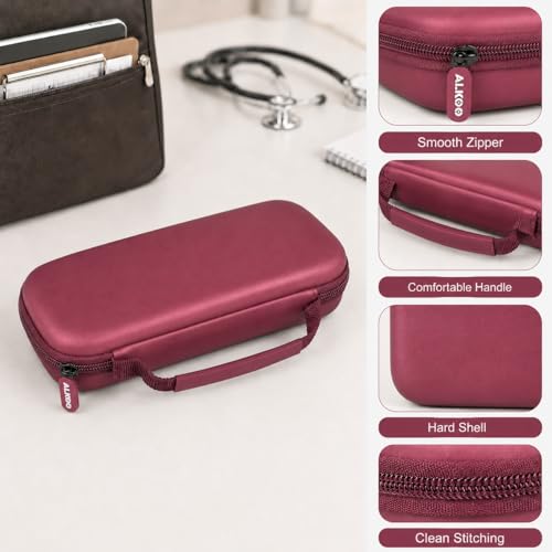 Image of Stethoscope Case Compatible with 3M Littmann Classic III Monitoring /Lightweight II S.E /Cardiology IV Diagnostic /MDF Acoustica Stethoscopes, Extra Pocket for Doctor & Nurse Accessories (Wine Red)