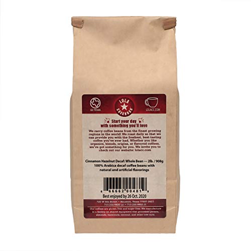Lola Savannah Cinnamon Hazelnut Whole Bean Coffee - Spice Up Your Day With Warm And Nutty Flavor Blend Of Cinnamon & Hazelnut Coffee, Decaf, 2Lb Bag #TOP3
