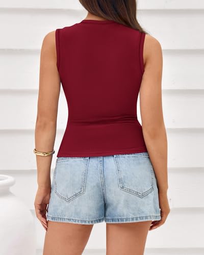 Image of BTFBM High Neck Tank Top for Women Sleeveless Ribbed Y2k Clothes Basic Shirts Going Out Outfits Spring Summer Tops 2026
