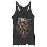 Harry Potter Warner Brothers and The Deathly Hallows Skully Mark Women's Fast Fashion Racerback Tank Top Black Heather