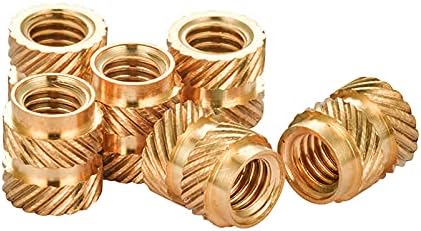 21pcs M3 M4 brass injection nuts pass hole double twill soil word pattern knurled round embedded parts melt brassiness nut|Nuts| - - (Size: M4xD5.5mmx10mm)