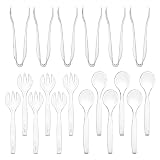 Disposable Plastic Serving Utensils Set - 18 Pack for Parties and Events - Heavy Duty Plastic - Clea