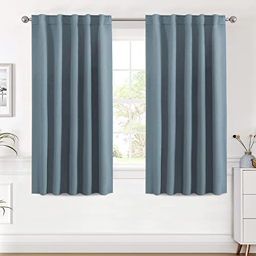 Image of H.VERSAILTEX Blackout Curtains Thermal Insulated Window Treatment Panels Room Darkening Blackout Drapes for Living Room Back Tab /Rod Pocket Bedroom Draperies (2 Panels, Stone Blue, 42 x 54 Inch)