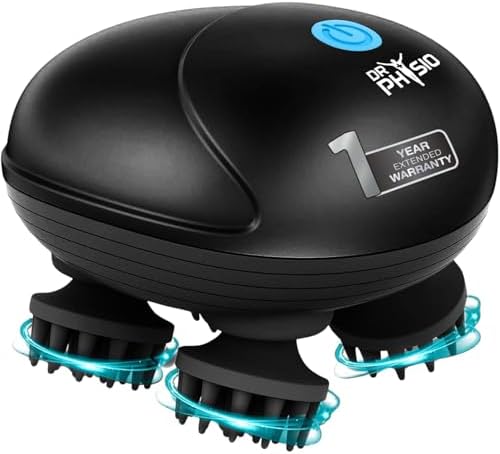 Dr Physio USA 1036 Scalp Massager, Rechargeable Electric Head Massager for Body Pain Relief, Stress Relief, Hair Growth, Deep Clean & Relaxation 96 Silicon Kneading Points with Detachable Head