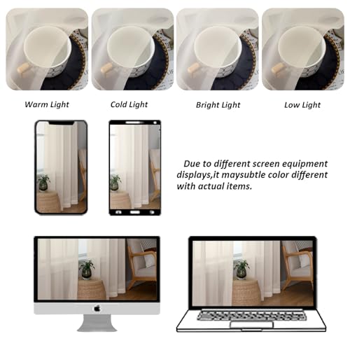 Image of Chyhomenyc Sheer Cream Valances for Windows 2 Pack, Small Window Curtains for Living Room Bathroom Cafe Laundry Basement, Modern Top Dual Rod Pocket Voile Curtain, 42W x 18L inches, Cream