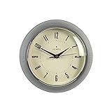 JONES CLOCKS® Ketchup Reloj de Pared | Reloj Retro Redondo | 25cm | Gris | Ideal para la Cocina, el salón, la Oficina o el Dormitorio | Números fáciles de Leer