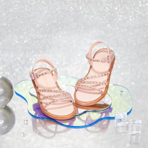 Image of PHIRAMIN Toddler Girl Sandals - Flower Girl Dress Shoes Open Toe Little Kid Flats