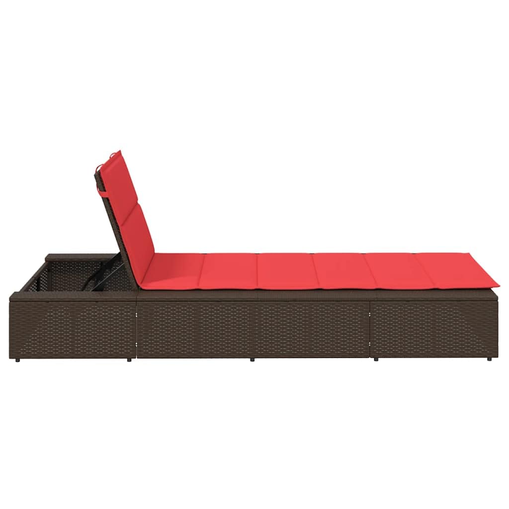 Tumbona flotante marrón de poliratán, respaldo ajustable con 3 posiciones, marco de acero pulverizado, muebles de jardín resistentes a la intemperie