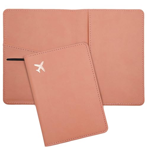 Passport Holder Cover Case - Travel Wallet Passport Protector for Men and Women - Cute Travel Accessories Passport Cover - Family Waterproof Passport Case Holder Wallet Card Holder - Pink