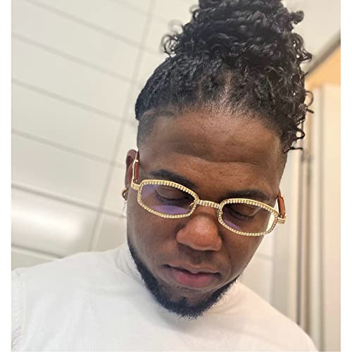 Diamond Square Sunglasses Men Women Luxury Designer Wood Frame Rhinestone Punk Goggle Glasses UV4002