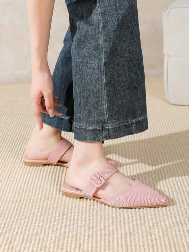 Image of Pointed Toe Mules for Women Flats，Slip On Mules Backless，Wide Width Mules，Mule Slides Flats Sandals