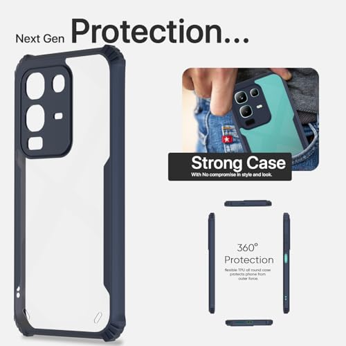 Image of Pikkme Back Cover for Infinix Note 50x 5G | Ultra Hyrbid | Full Camera Protection | Raised Edge | Crystal Clear Transparent Bumper Case (Blue)