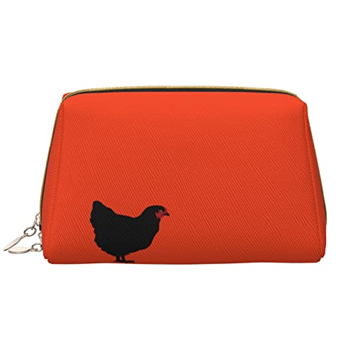 Trousse de maquillage imprimé poulet noir idéale pour vos voyages et sacs
