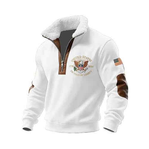 Men's United States 250 Years Printed Casual Top 1776-2026 250Th Anniversary Sweat Shirt American Flag Patriotic Sweatshirts for Men United States of America 250Th Anniversary Shirt