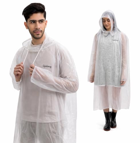 Image of Lifelong Waterproof Unisex Rain Coat Hooded Full Sleeves Outdoor Men, Women, Boys & Girls Rainwear Poncho Raincoat for Camping, Hiking & Travelling (1Pc)