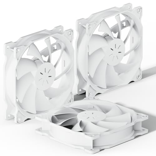 upHere gaming Ventilador de PC silencioso,120mm Ventilador para Ordenador,3 Pack (Blanco) 12WT3-3