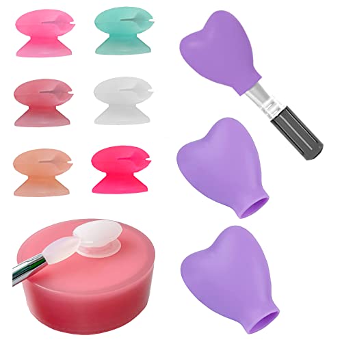 9 Pcs Silicone Makeup Brush Cover, Reusable Dustproof Makeup Brush Protector Cap,Travel Makeup Brush Storage Holder, 2 Styles with 4 Sizes for Different Sizes Makeup Brush