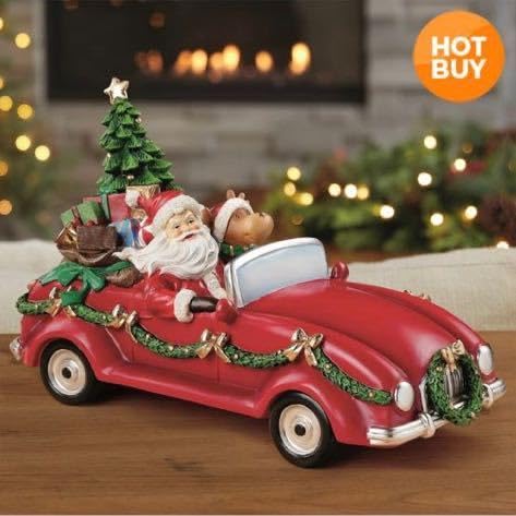 Amazon.co.jp: クリスマス 置き物 車サンタトナカイクラシックカー赤