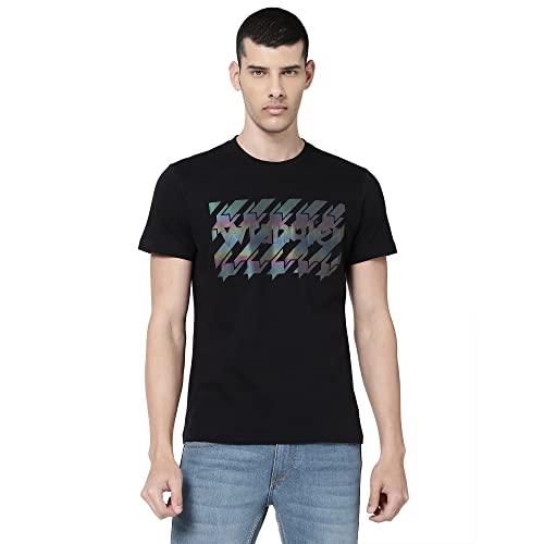 Wrangler Men's Printed Black T-Shirt (Regular)