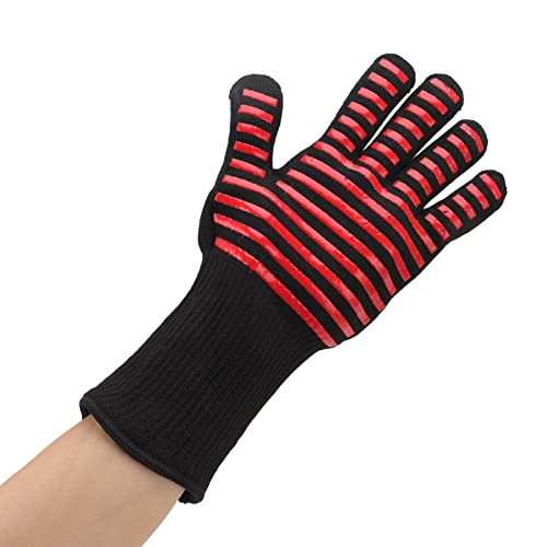Guantes de fuego para barbacoa en aramida 1313 de alta temperatura con silicona antideslizante 6