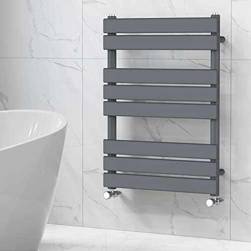 NRG Bathroom Flat Panel Heated Towel Rail Radiator Modern Central Heating Warmer Wall Mounted Ladder Rad 650×400mm Black