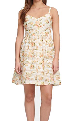 kensie Womens Floral Print Fit & Flare Casual Dress Yellow 16