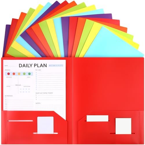 Amazon.com : Fulmoon 48 Pack Plastic Folders with 2 Pockets Inch Heavy ...