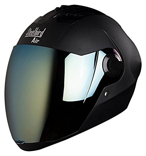 Steelbird Shell Air Sba, 2 Supreme Stylish Unisex Helmet For Bikers, Free Transparent Visor (Black, Large)