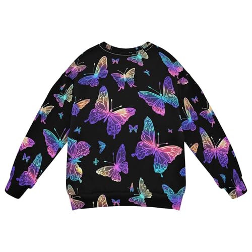 JUNZAN Rainbow Butterflies Black Kids Girls Sweatshirts Hoodies Crewneck Outerwear for Kids Athletic 4T2