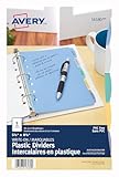 AVERY Mini Durable Plastic Write-On Dividers, 5-1/2" x 8-1/2", 5 tabs, Multi-Colour, 1 Set, (16180)
