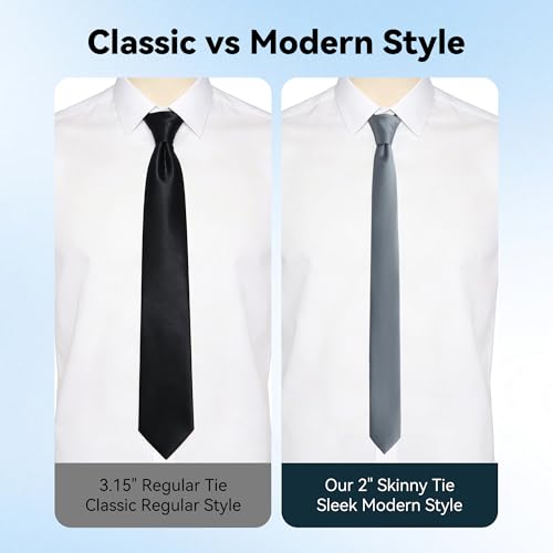 Image of Skinny Tie Men Women 2 inch (5CM) Slim Necktie Solid Thin Ties Formal