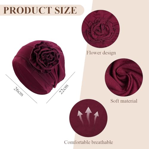 THQAE 2 PCS chemo kopfbedeckung damen, kopftuch damen, turban damen, Chemo-Kopfbedeckungsset für Damen, atmungsaktive Krebs-Kopfbedeckung, elastische Chemo-Hüte für Frauen mit Haarausfall