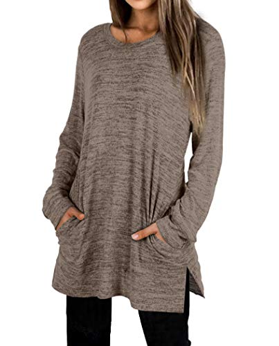 XIEERDUO Womens Casual Sweatshirts Long Sleeve Shirts Oversized With Pocket Tunic Tops S-3XL