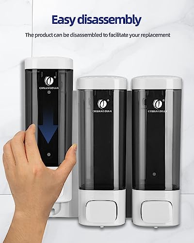 Bathroom Soap Dispenser for Shower Gel Lotion Shampoo Conditioner Container 320ml Kitchen Dish Soap Dispenser Wall Mounted No Drill (320mlx2 Grey) - Image 4