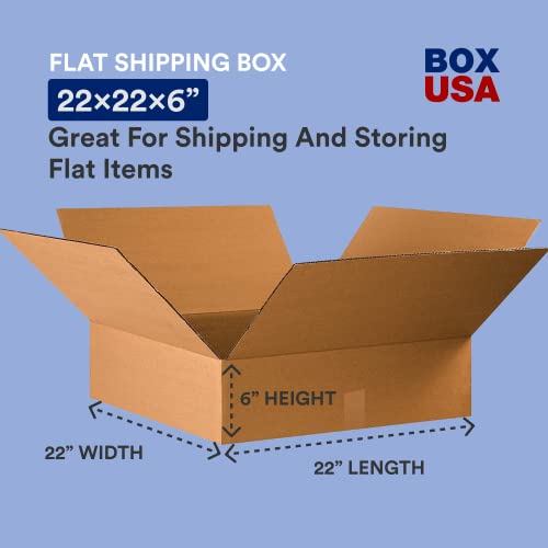 Box Usa 22X22X6 Flat Corrugated Boxes, Flat, 22L X 22W X 6H, Pack Of 15 | Shipping, Packaging, Moving, Storage Box For Home Or Business, Strong Wholesale Bulk Boxes #TOP1