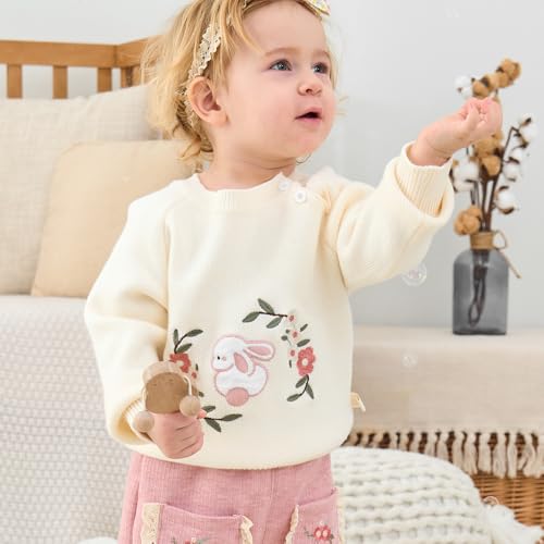 Enfants Chéris Baby & Toddler Girl Flower & Bunny Embroidered Sweater 6 Months - 5 Years3