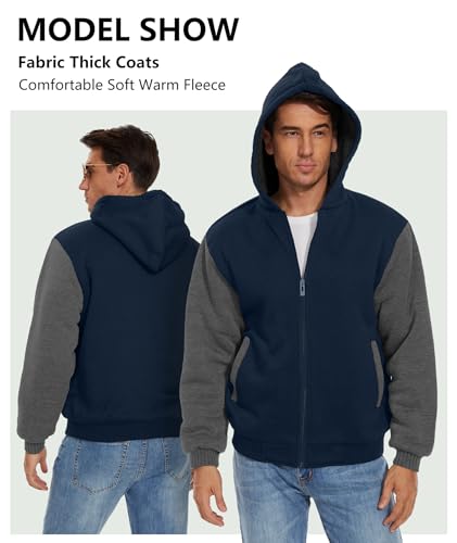 Image of SWISSWELL Men Zip Up Hoodies Sherpa Lined Jacket Heavyweight Fleece Sweatshirt Winter Warm Hooded Coat