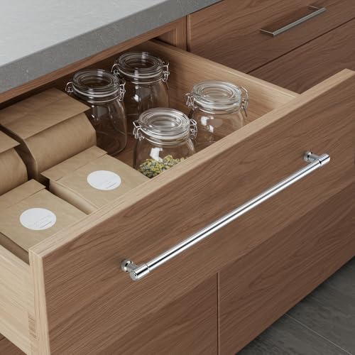 Image of Ravinte 2 Pack 12-3 /5 Inch Hole Center Solid Kitchen Cabinet Handles Polished Chrome Dresser Pulls Cabinet Drawer Pulls for Kitchen Cupboard Hardware