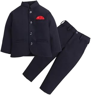 Lil' Homies Boys Navy Bandhgala with Trousers, Jodhpuri Set Price In India