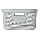 keeeper Aufbewahrungskorb in Strick-Optik, 12 l, Seitengriffe, Luftdurchlässig, Kunststoff, 37,8 x 28,4 x 15,2 cm, Stine, Grau (Nordic Grey)