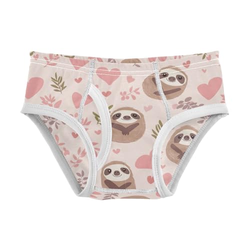 Wusikd Cute Cartoon Sloths Boys' Underwear Cotton Pink Hearts Boys Briefs Soft Toddler Underwear 2T