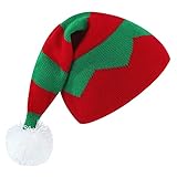 American Trends Santa Hat Adult Christmas Beanie Elf Hat Slouchy Winter Knit Xmas Skull Cap for Women Men Xmas Holiday Party Stripe 2
