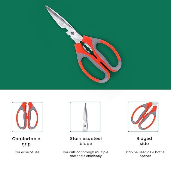 Image of Multipurpose Gardening Scissors and Pruner Set, Stainless Steel Blades, Soft Grip Handles, 21 cm, pack of 2