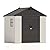 Patiowell 8 x 6 FT Plastic Outdoor Storage Shed with Floor, Resin Shed with Window and Lockable Door for Garden, Backyard, Tool Storage Use, Easy to Install in Beige (Kick-it Shed)