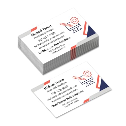 Custom Business Cards for Web Designers & Software Consultants – 16 Pt Cardstock – Personalized Business Cards for UI/UX Designer, Full-Stack Developer, and Digital Agency (Design Architecture)