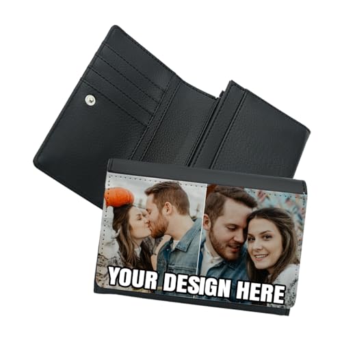 Photo Wallet for Men Husband BF Dad Son Grandpa, Personalized PU Leather Long Bifold Wallet with Your Own Collage Picture Text Name, Customized Gift for Christmas Birthday Thanksgiving Father's Day