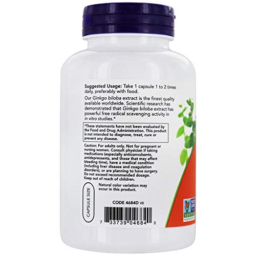 Now Foods - Ginkgo Biloba 60 Mg. - 240 Vegetarian Capsules #TOP2
