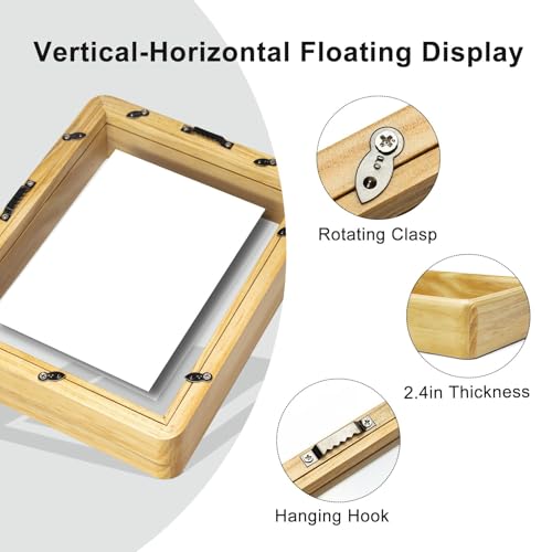 Wontree 9x12 Floating Picture Frame, Nature Pine Wood with Double Sided Real Glass, Fits 8x10 Print or Display Any Size Photo up to 9x12, Wall Hanging or Tabletop Free-Standing by Wontree - Image 5